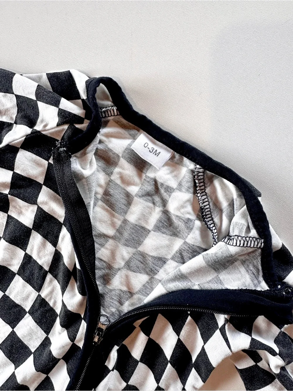 Bamboo Checkered One Piece Double Zipper Jumpsuit